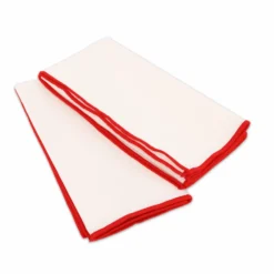 Set 2 Tovaglioli Tinta unita Bianchi bordo Rosso