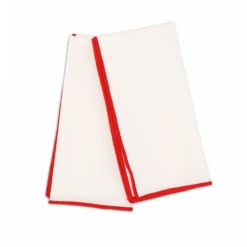 Set 2 Tovaglioli Tinta unita Bianchi bordo Rosso