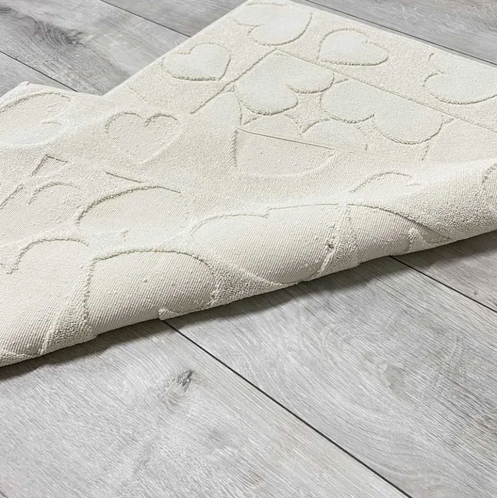 Tappeto cuori panna 60 x 90
