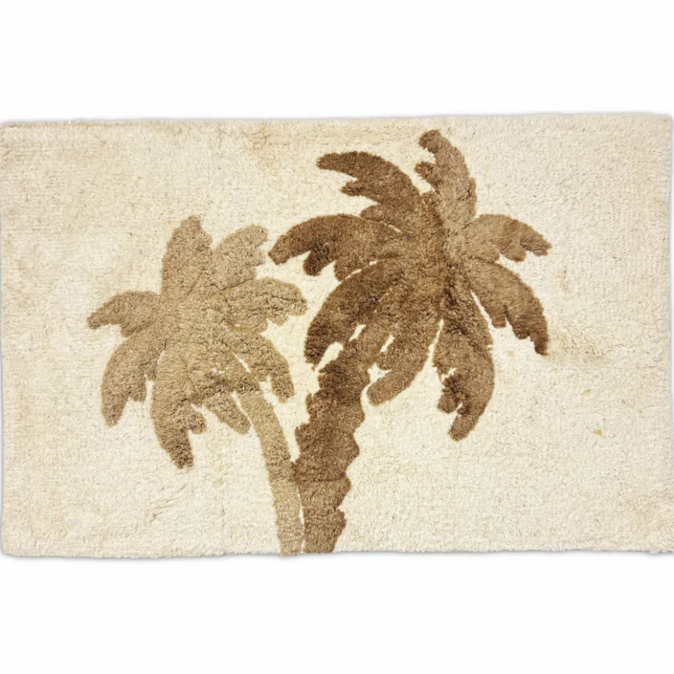 Tappeto Elias palme beige e tortora in rilievo 50 x 80