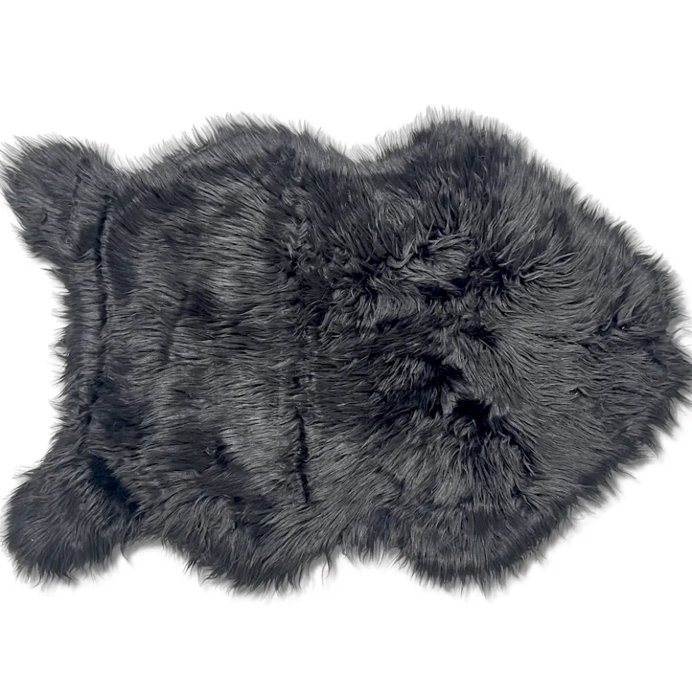 Tappeto pelliccia ecologica Stoccolma nero 60 X 90