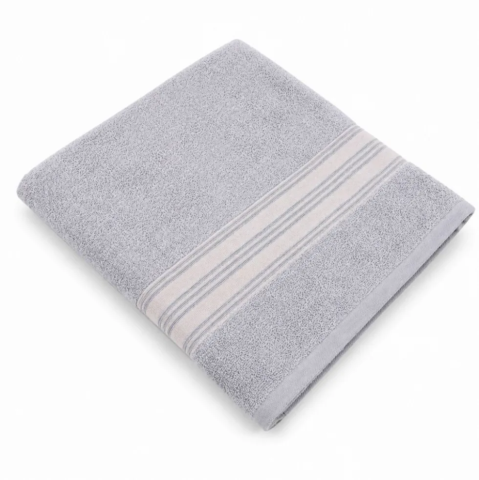 Telo bagno spugna Stripe ricamato Grigio