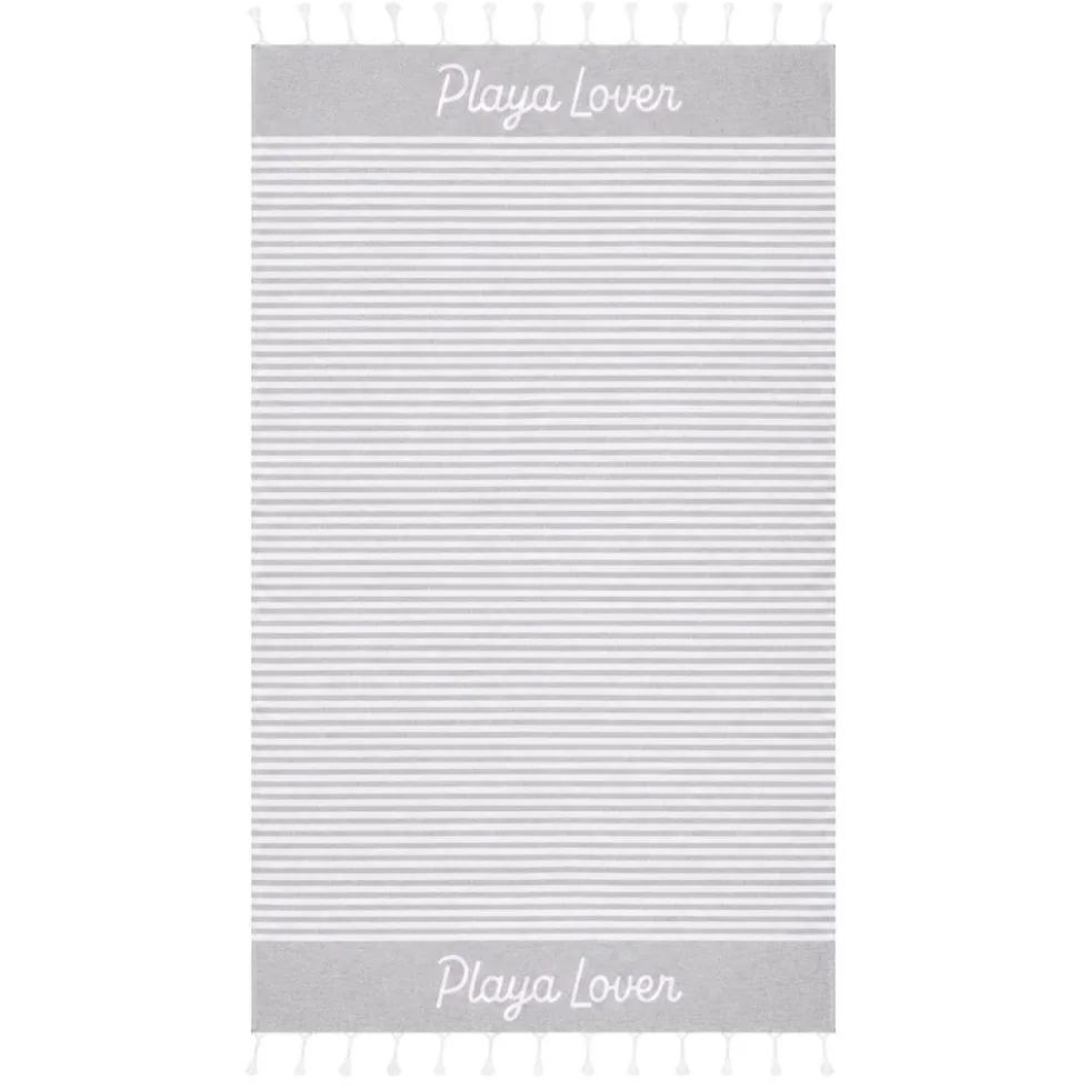 Telo Mare Fouta con frange Playa Lover Grigio 90x170
