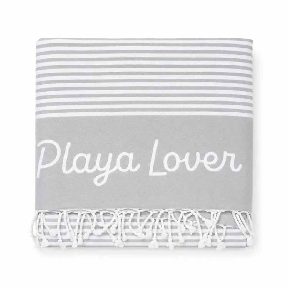 Telo Mare Fouta con frange Playa Lover Grigio 90x170