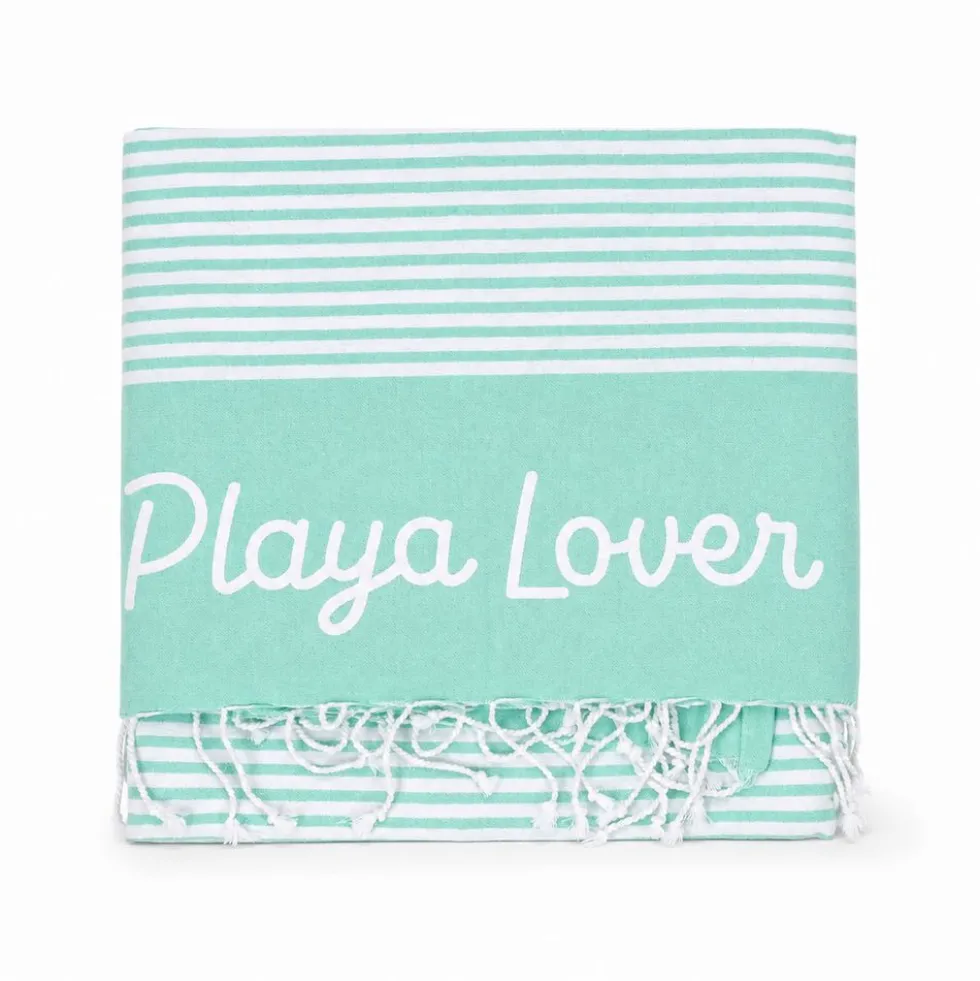 Telo Mare Fouta con frange Playa Lover Verde 90x170
