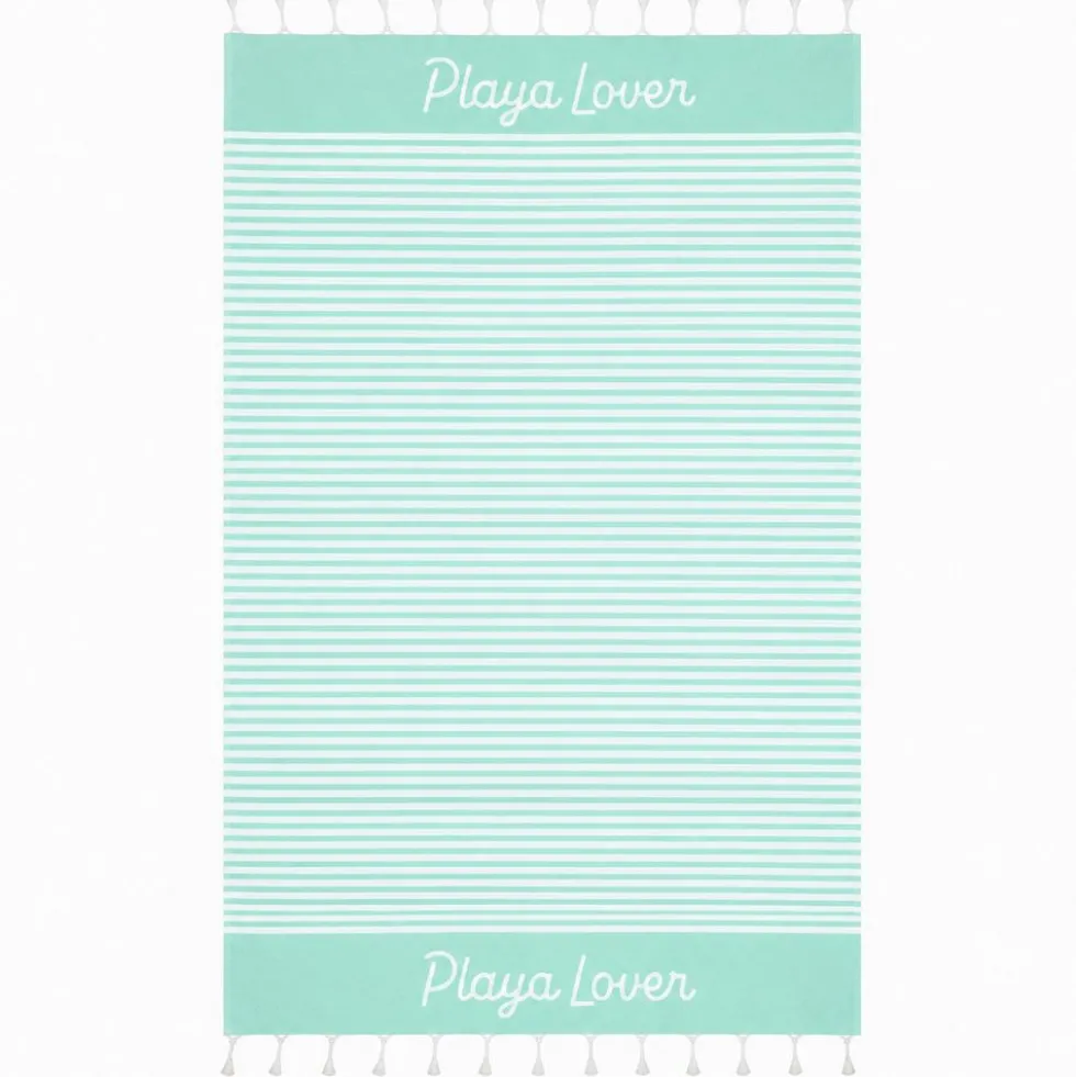 Telo Mare Fouta con frange Playa Lover Verde 90x170