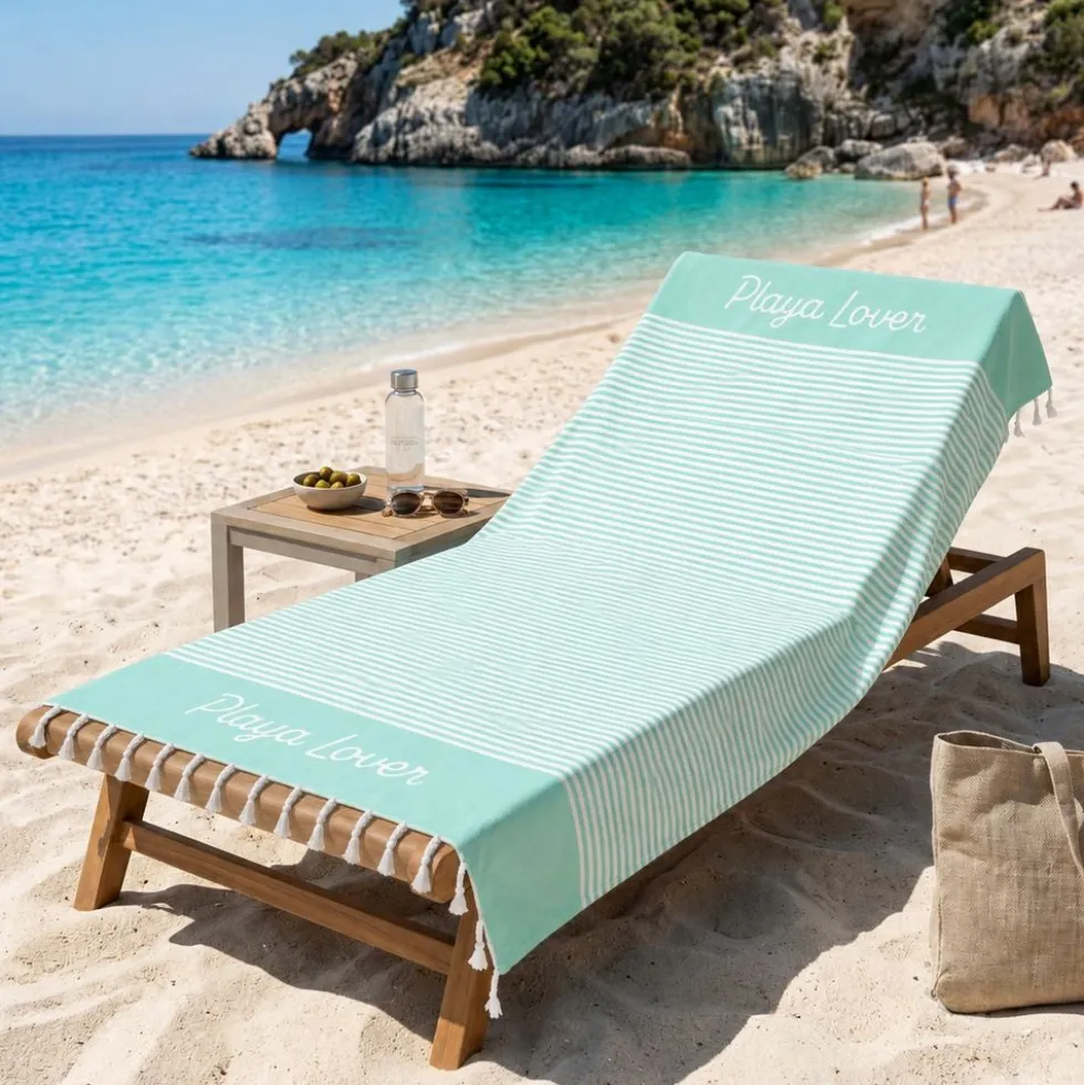 Telo Mare Fouta con frange Playa Lover Verde 90x170