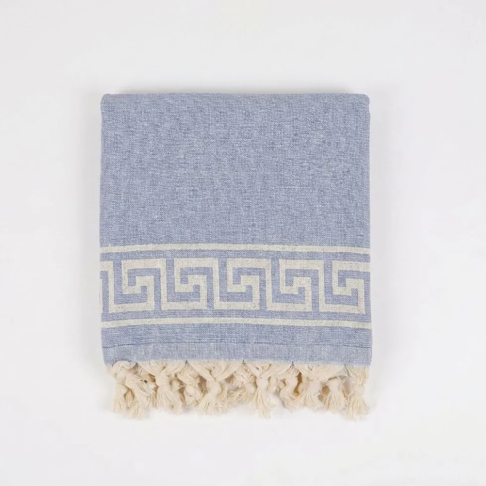 Telo Mare Fouta Jacquard Poseidon Azzurro 90x170