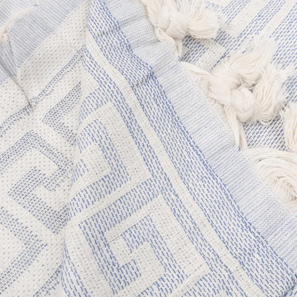 Telo Mare Fouta Jacquard Poseidon Azzurro 90x170