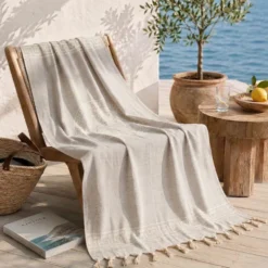 Telo Mare Fouta Jacquard Poseidon Sabbia 90x170