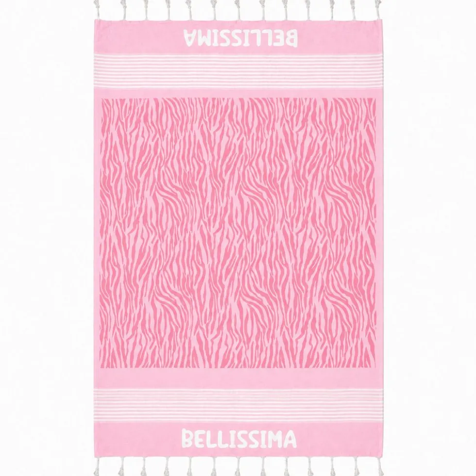 Telo Mare Fouta stampato con frange Bellissima Rosa 90x170