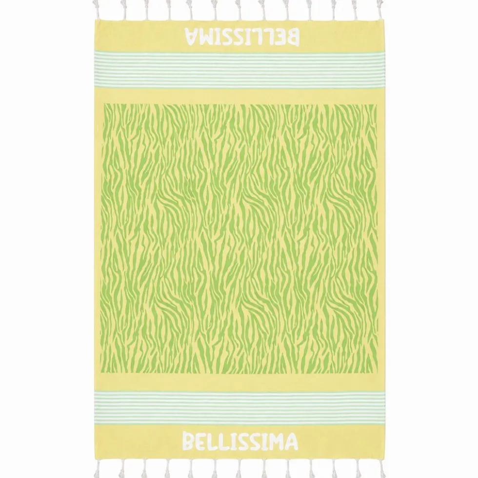 Telo Mare Fouta stampato con frange Bellissima Verde 90x170