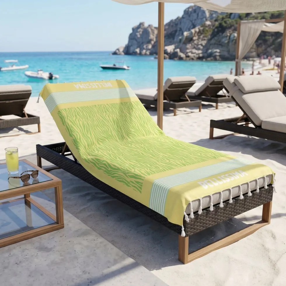 Telo Mare Fouta stampato con frange Bellissima Verde 90x170