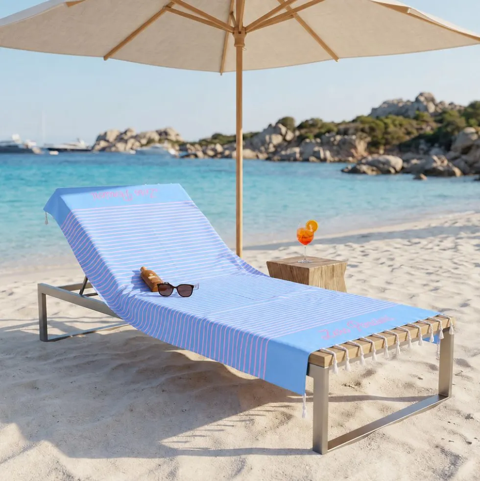 Telo Mare Fouta stampato con frange Zero Pensieri Azzurro 90x170