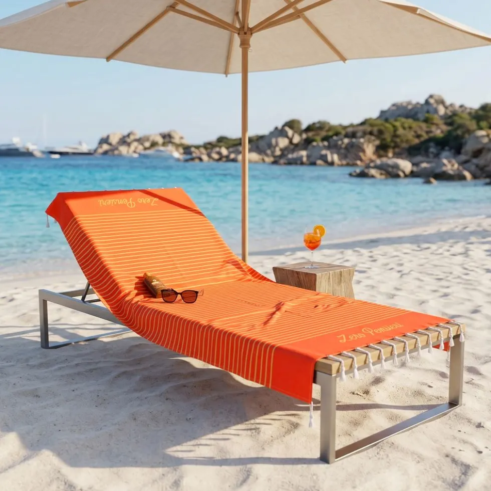 Telo Mare Fouta stampato con frange Zero Pensieri Arancione 90x170