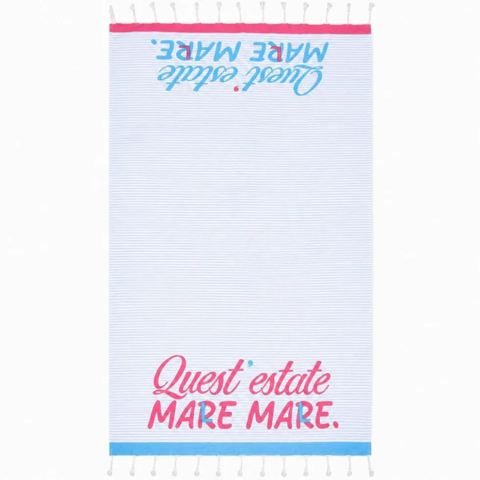 Telo Mare Fouta stampato con frange Mare Male 90x170