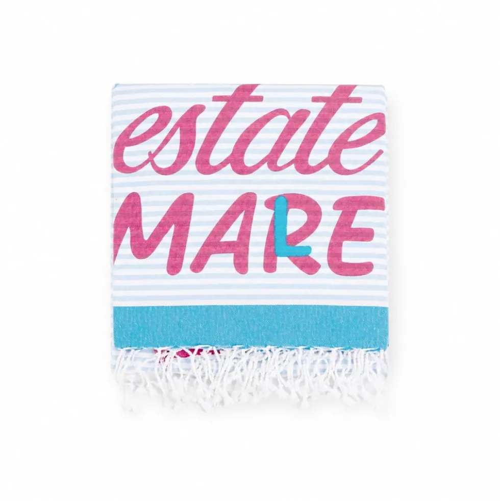 Telo Mare Fouta stampato con frange Mare Male 90x170