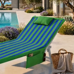 Telo mare per lettino con cuscino Tortugas Verde Blu 62x185