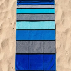 Telo Mare Spugna Big stripe azzurro 90 x 165