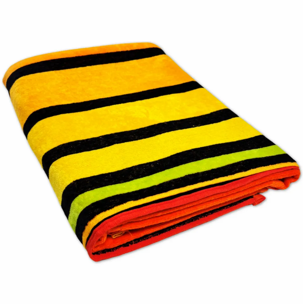 Telo Mare Spugna Big stripe giallo-arancio 90 x 165