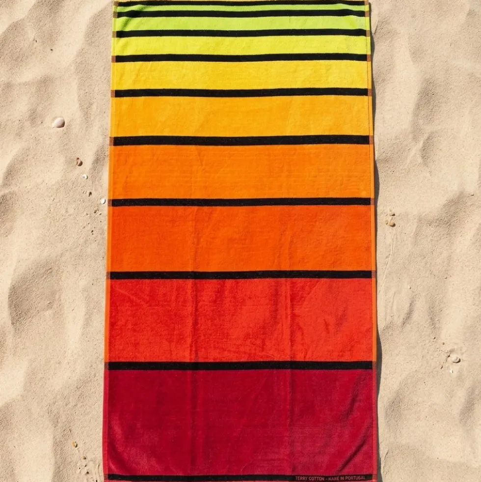 Telo Mare Spugna Big stripe giallo-arancio 90 x 165