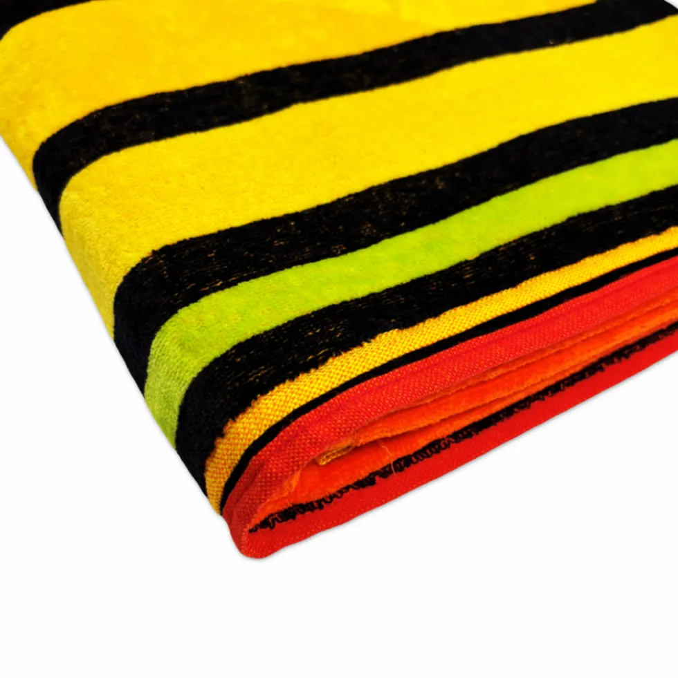 Telo Mare Spugna Big stripe giallo-arancio 90 x 165