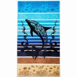 Telo Mare Spugna Jacquard Dolphin Jump Turchese 90x165