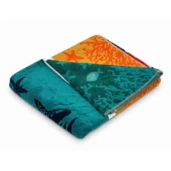 Telo Mare Spugna Jacquard Dolphin Jump Rosso 90x165