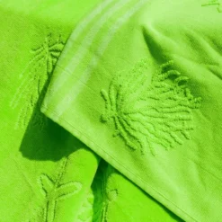 Telo mare Spugna Jacquard Double Face Coralli e Conchiglie Verde 90x160