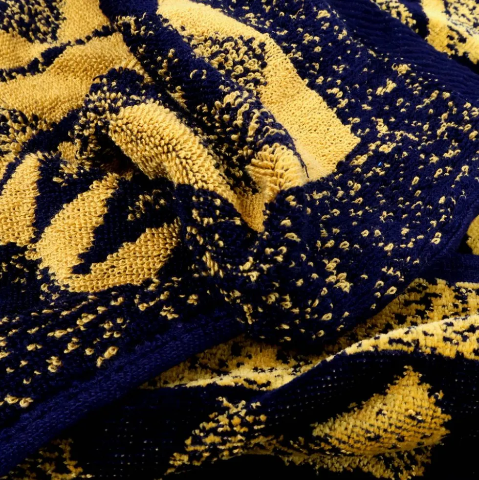 Telo Mare Spugna Jacquard Puhet Nero Ocra 90x165