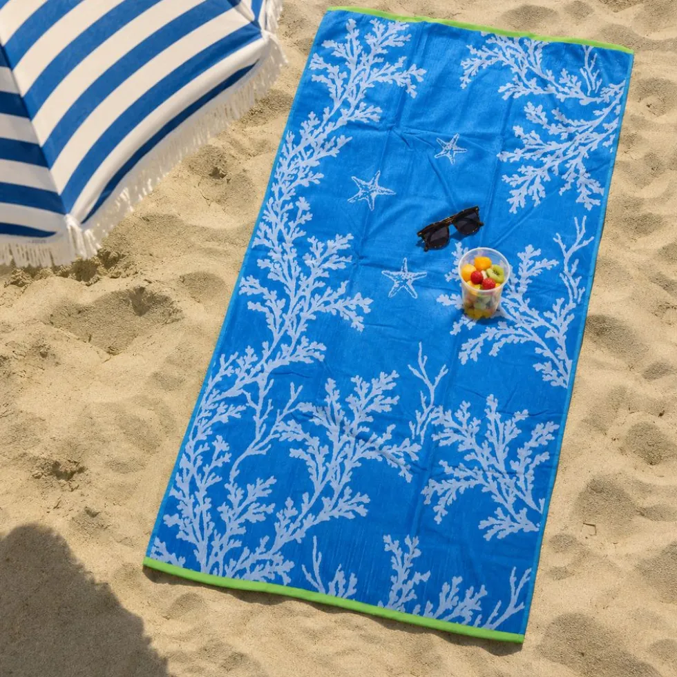 Telo Mare Spugna Jacquard Reef Star Blu 90 x 165