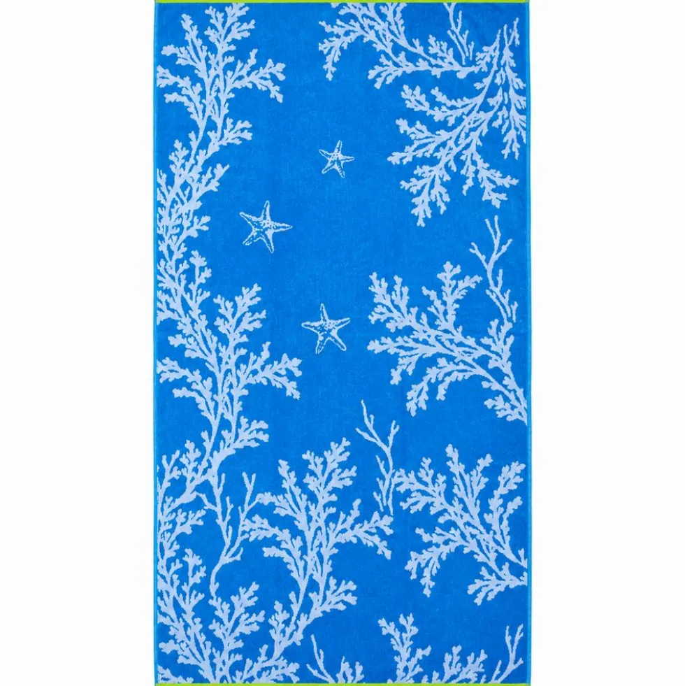 Telo Mare Spugna Jacquard Reef Star Blu 90 x 165