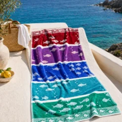 Telo Mare Spugna Velour Amalfi acquamarina 90 x 165