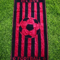 Telo Mare Spugna Velour Calcio Rosso e Nero 90 x 165