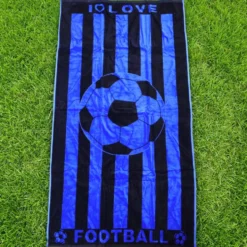 Telo Mare Spugna Velour Calcio Blu e Nero 90 x 165