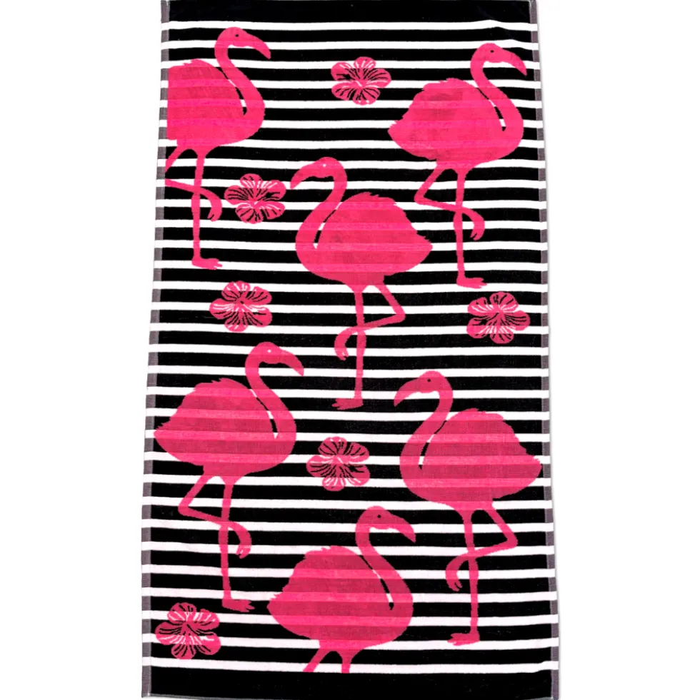 Telo Mare Spugna Velour Flamingo fenicottero 90 x 165