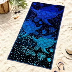 Telo Mare Spugna Velour Guizzo Tartarughe 90 x 165