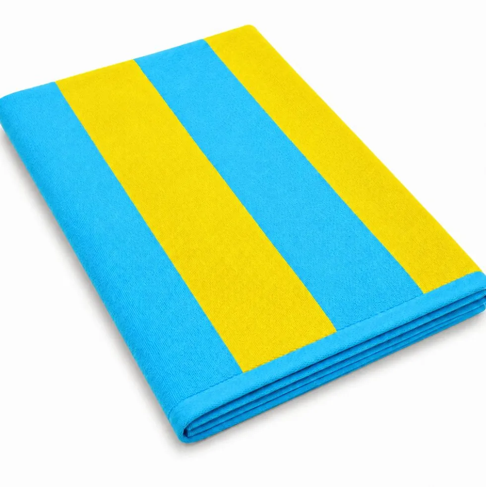 Telo Mare Spugna Velour Marina Blu/Giallo 90 x 170