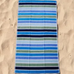 Telo Mare Spugna Velour Rayas Blu 90 x 165