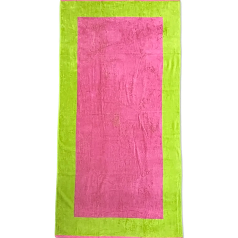 Telo Mare Spugna Velour Versilia Fucsia/Verde 90 x 170