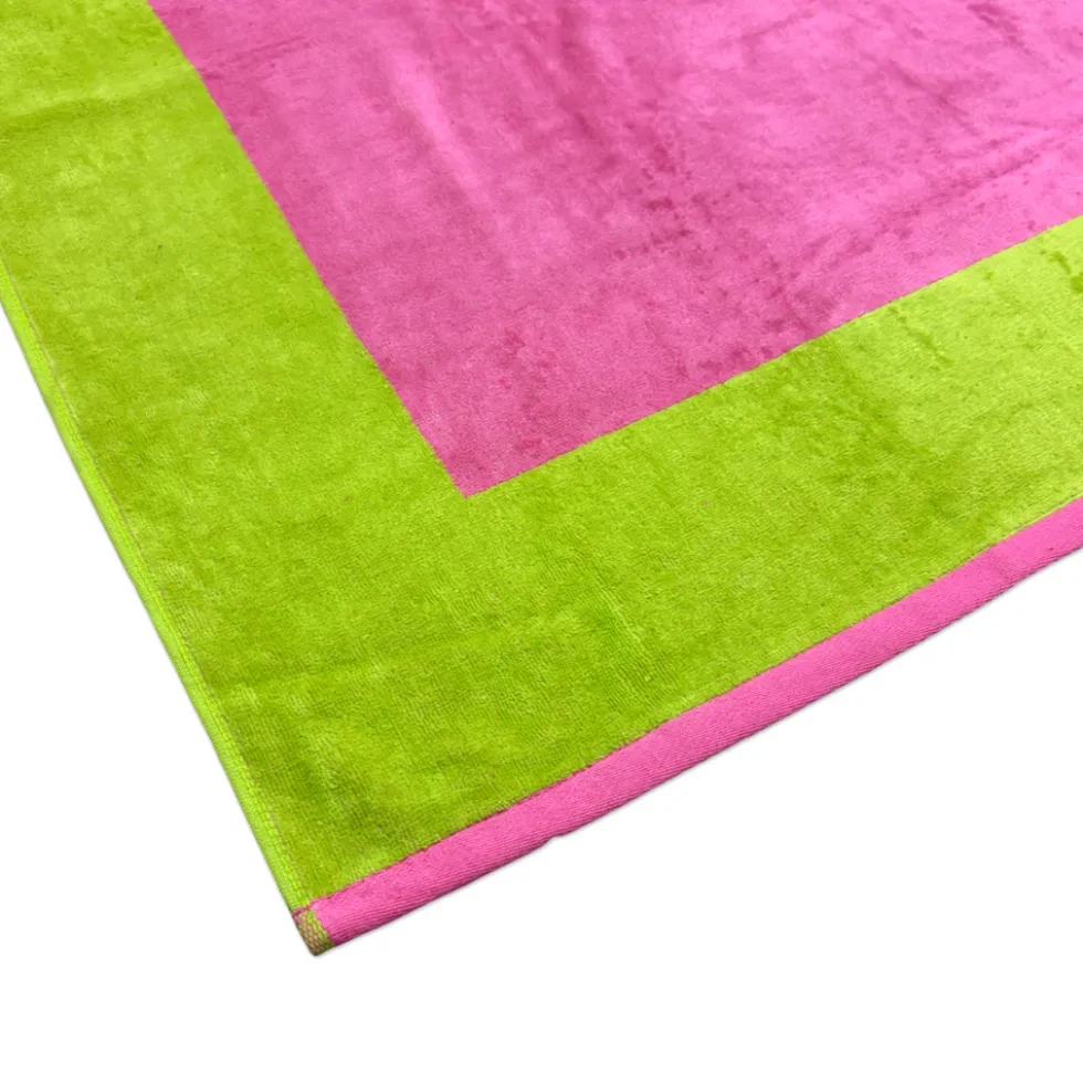 Telo Mare Spugna Velour Versilia Fucsia/Verde 90 x 170