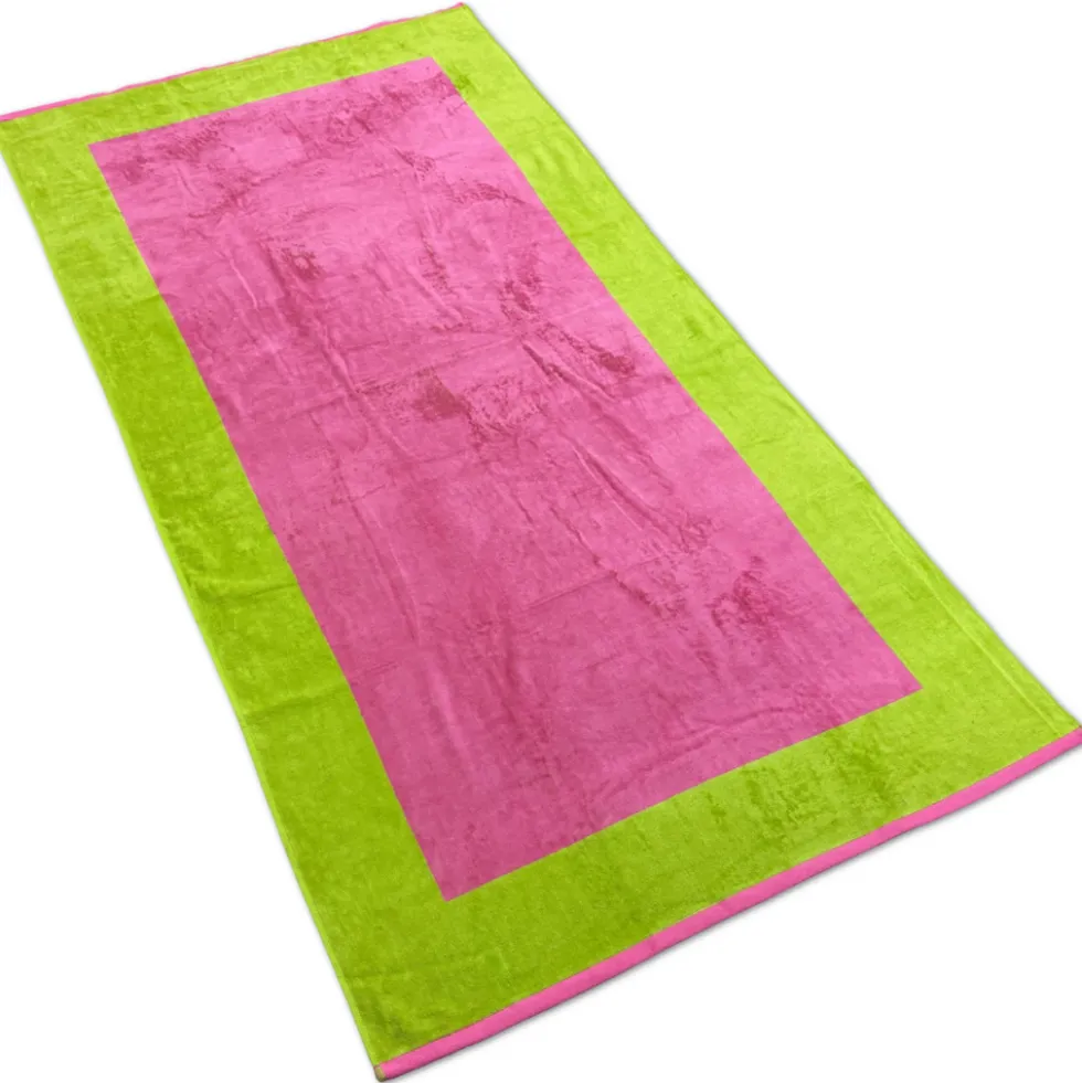Telo Mare Spugna Velour Versilia Fucsia/Verde 90 x 170
