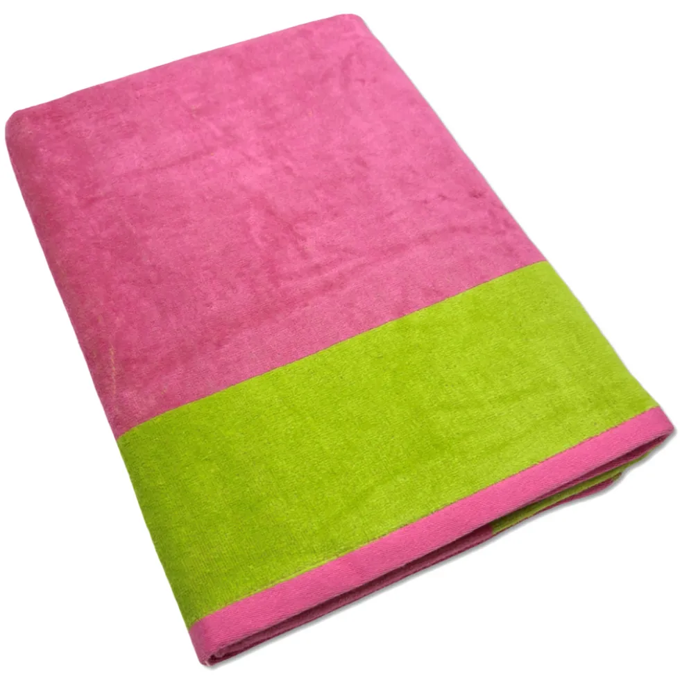 Telo Mare Spugna Velour Versilia Fucsia/Verde 90 x 170