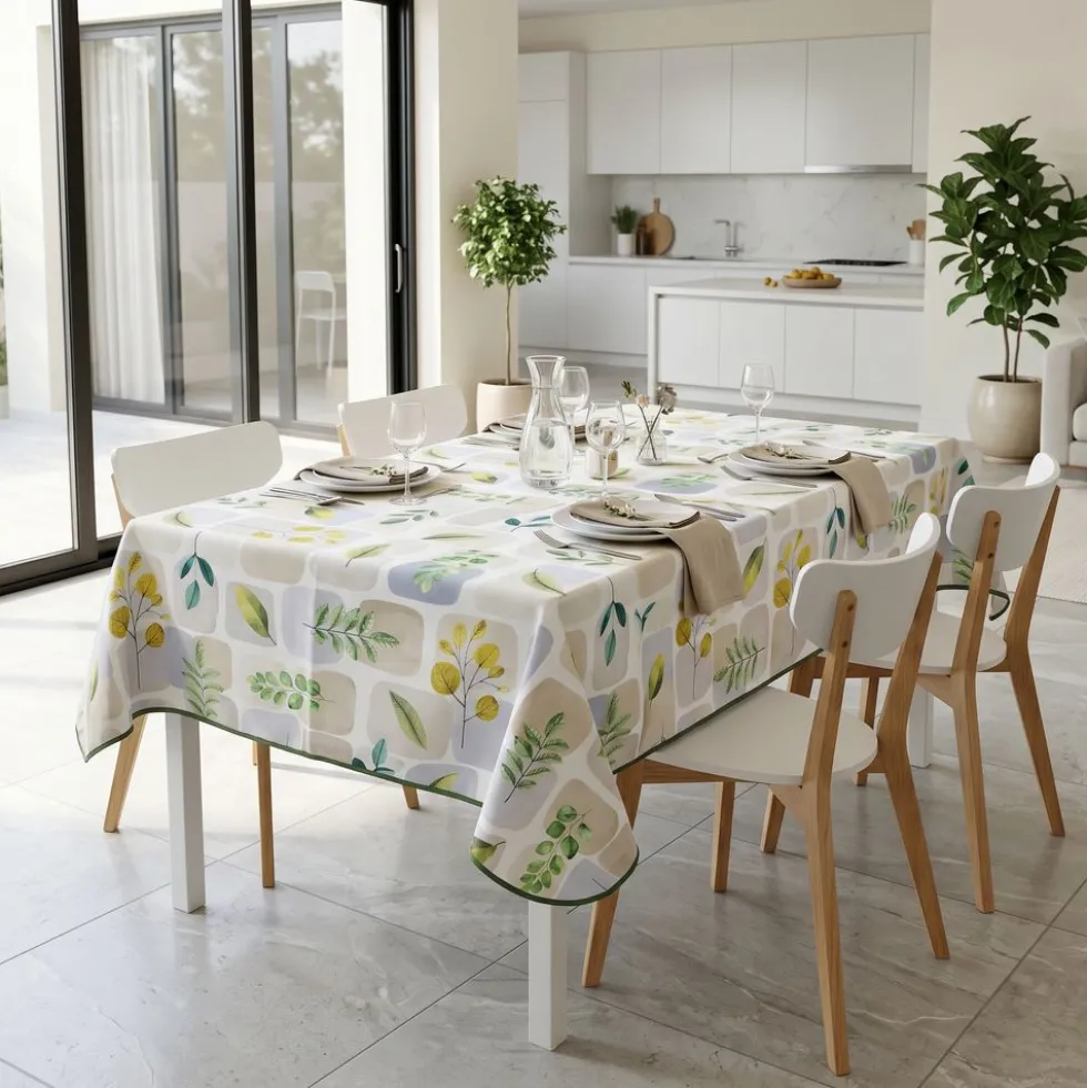 Tovaglia antimacchia Foglie Gialle e Verdi 150 x 230