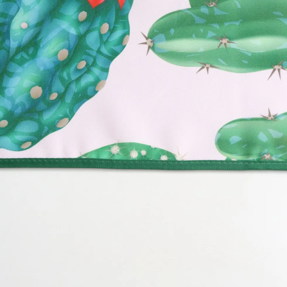 Tovaglia Antimacchia Hydro Cactus Disegno 4 Cactus su fondo beige con fiori gialli e rossi 140 x 300