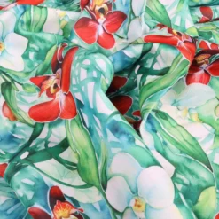 Tovaglia Antimacchia Hydro Flowers Disegno 2 Fiori bianchi e rossi 140 x 300