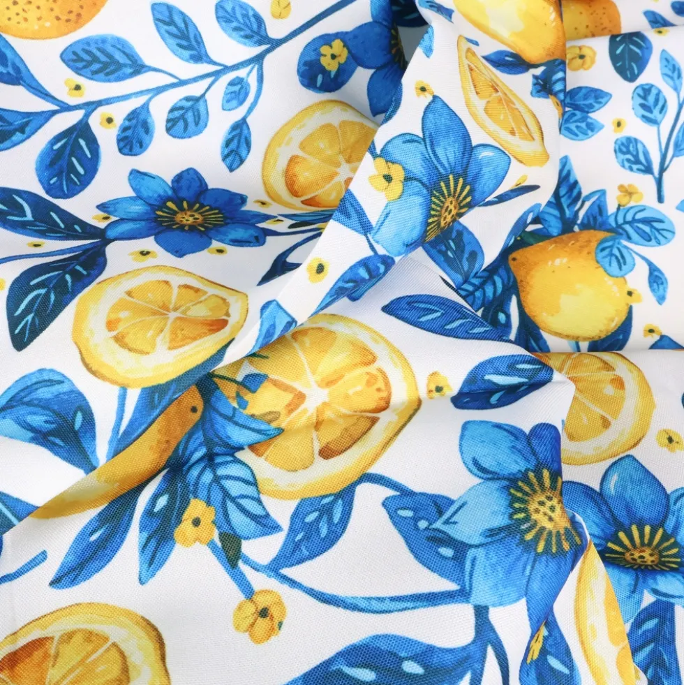 Tovaglia Antimacchia Hydro Frutta Disegno 1 Limoni e fiori blu 140 x 180