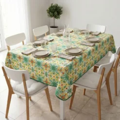 Tovaglia Antimacchia Hydro Maiolica Disegno 4 Verde Giallo Rosso 140 x 180
