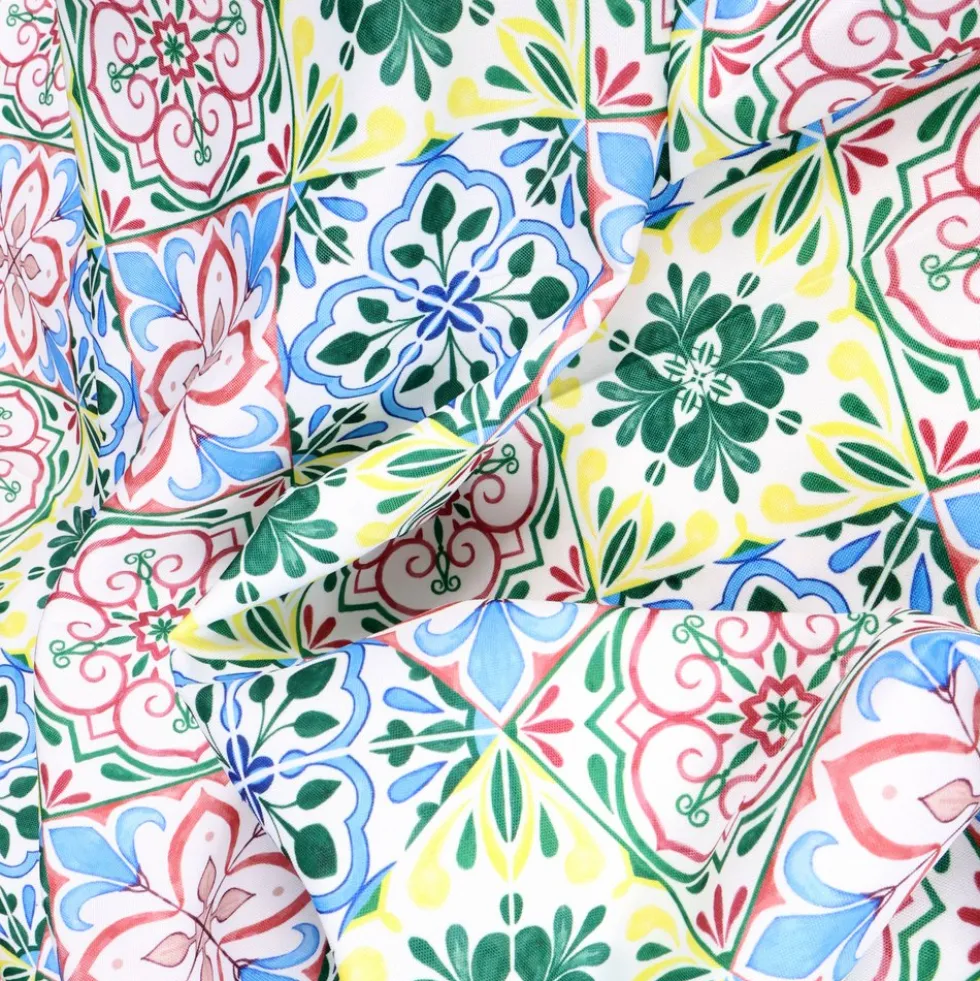 Tovaglia Antimacchia Hydro Maiolica Disegno 2 Giallo Azzurro Verde 140 x 230