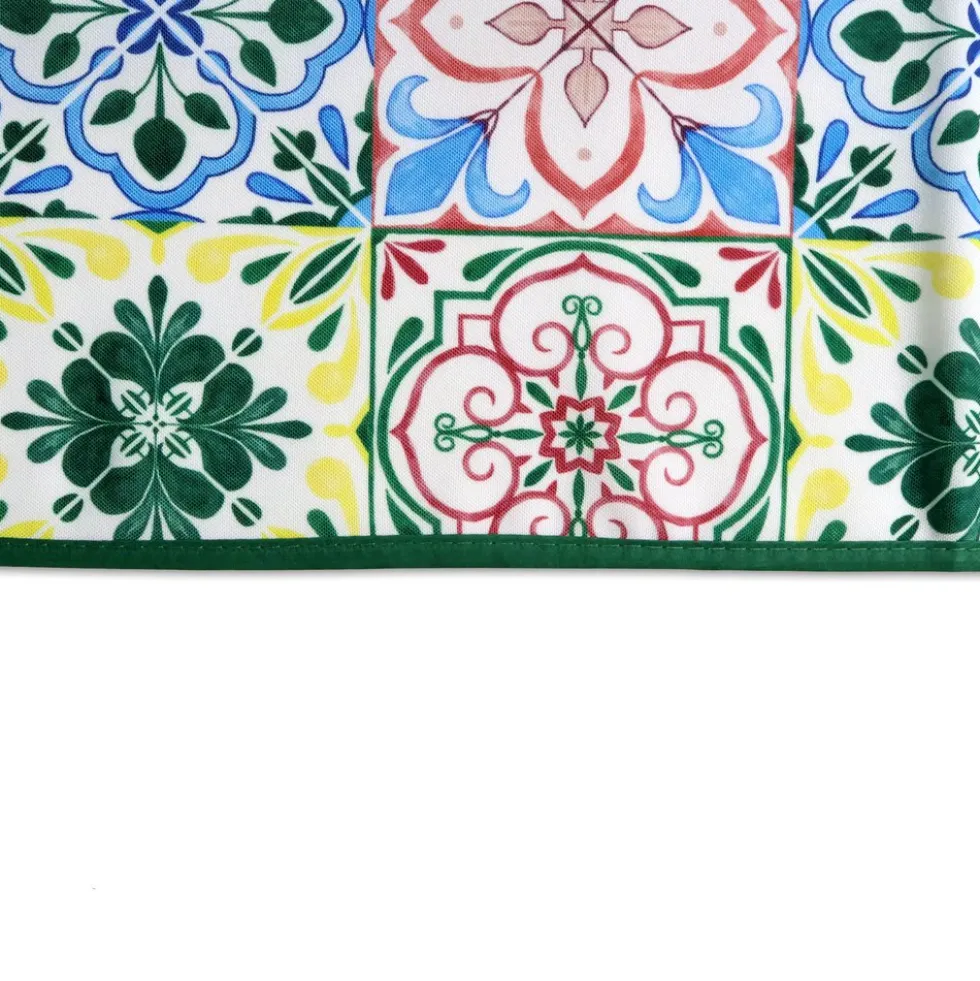 Tovaglia Antimacchia Hydro Maiolica Disegno 2 Giallo Azzurro Verde 140 x 300